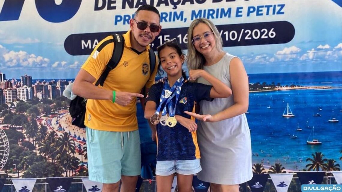 Amazonense Lelê conquista ouro, prata e bronze na Copa Norte-Nordeste de Natação